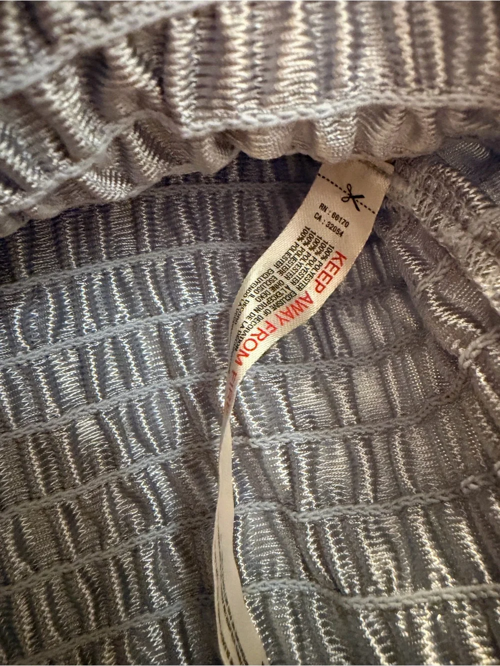 Free People Pale Blue Tank with Red Trim and Smocked Waist - Picture 3 of 4